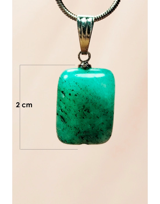 Apatit Doğal Taşı Zincirli El Yapımı Kolye Uç: 2 cm Zincir: 20 cm Kutulu