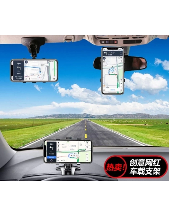 Araba Gösterge Üstüne Takılan 360 Oynar Başlıklı Telefon Tutucu