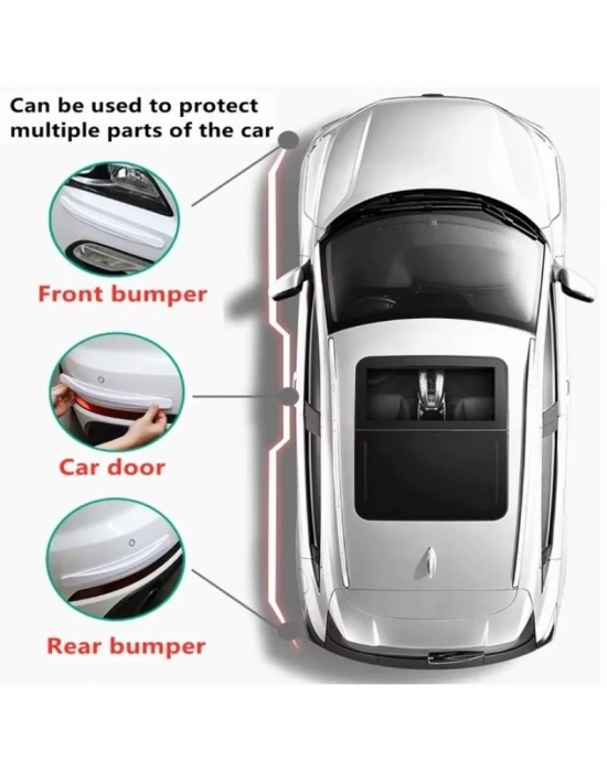 Araba Tampon Koruyucu Karbon Desenli Beyaz