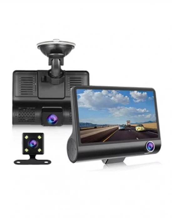 ® Araç DVR Kamera Çift Lensli 4 İnç Ekranlı G Sensörlü