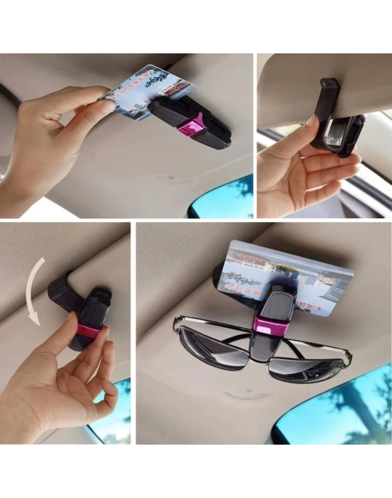 ®  Araç İçi Güneşliğe Takılan 2li Gözlük,Kart,Para Takmalık Aparat