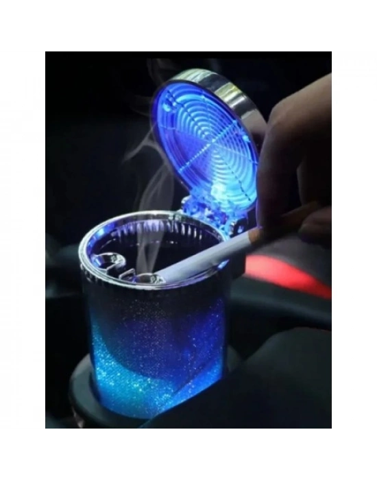 Araç İçi Oto Kokusuz Küllük RGB Işıklı Kapaklı