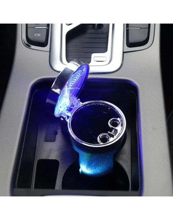 Araç İçi Oto Kokusuz Küllük RGB Işıklı Kapaklı