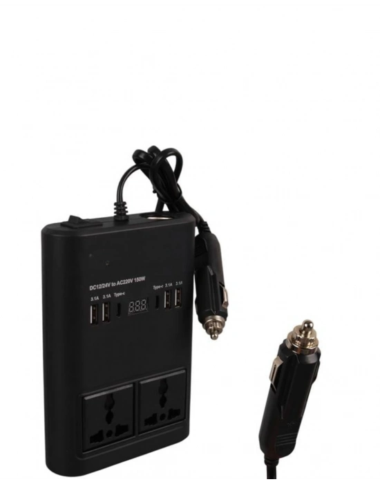 Araç İçin 12V 24V Güç Dönüştürücü 220V Priz ve USB Portlu
