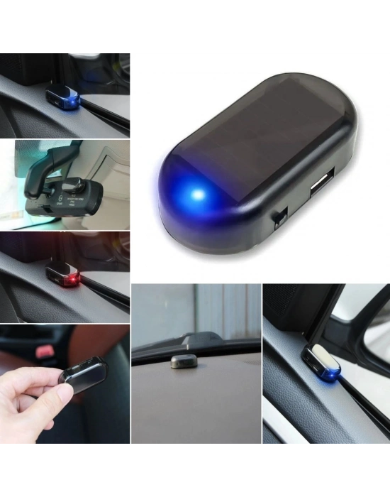 ®   Araç İçin Caydırıcı Solar Enerji İle Şarj Olan  Güçlü Yapışkanlı Işıklı Plastik Mini Sahte Alarm