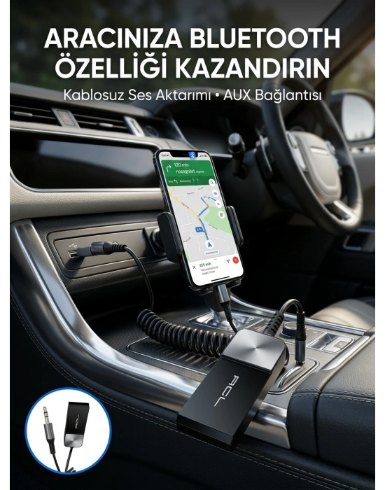 Araç ve Ev Ses Sistemleri İçin Bluetooth AUX Adaptörü