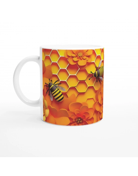 Arı Petek Baskılı Kupa Bardak