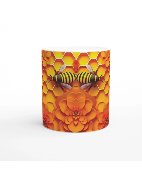 Arı Petek Baskılı Kupa Bardak