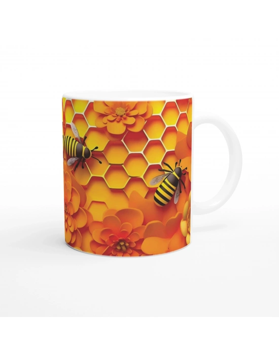 Arı Petek Baskılı Kupa Bardak