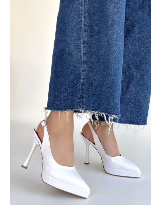 Arim Beyaz Rugan Platform Topuk Ayakkabı