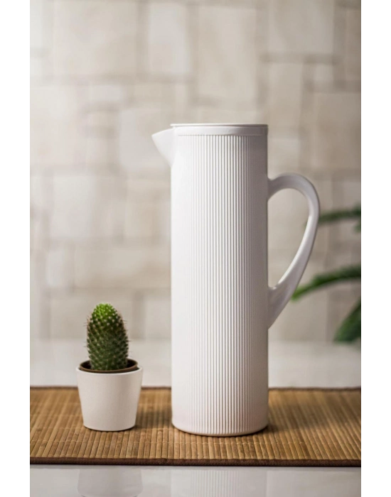 Arkilik Barok 1,5 Lt Beyaz Sürahi (Buzdolabı Kapak Rafına Sığar)