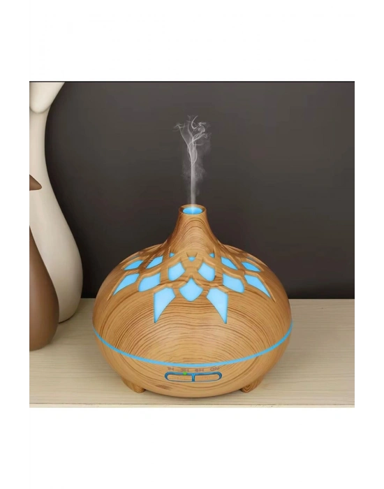 ® Aroma Difüzör Gece Işığı 7 Led DESENLİ Nemlendirici Kumandalı Buhar Makinesi 550 ml