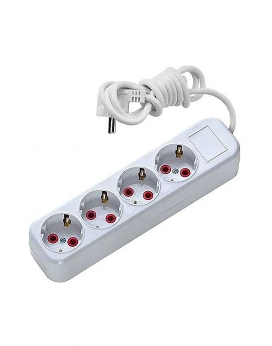 Asel 4 lü 3 metre Topraklı Anahtarlı Priz Ast A403