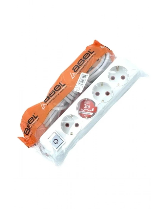 Asel 4Lü Topraklı Grup Priz 3mt Ast 403