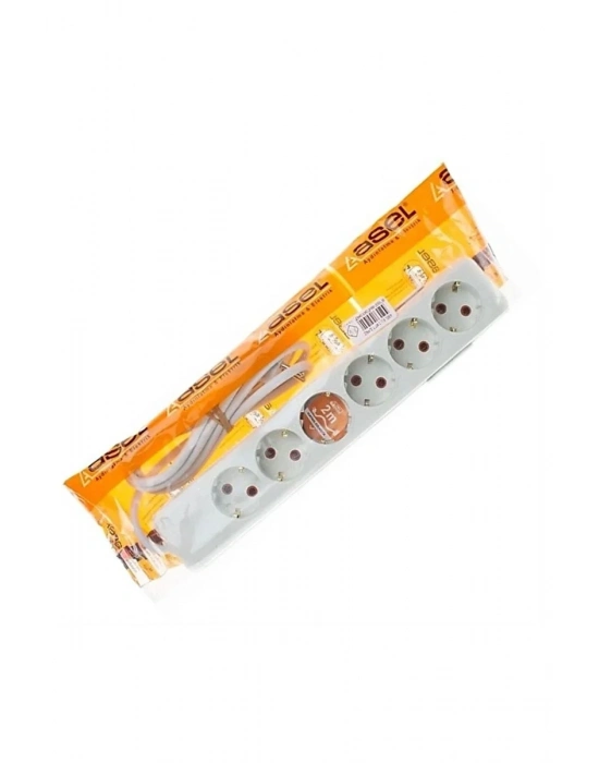 Asel 6Lı Topraklı Grup Priz 2mt