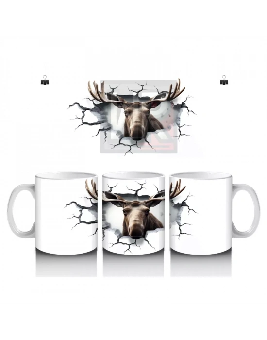 Asil Geyik Figürüyle Doğal Tasarım - Baskılı Kahve Kupası