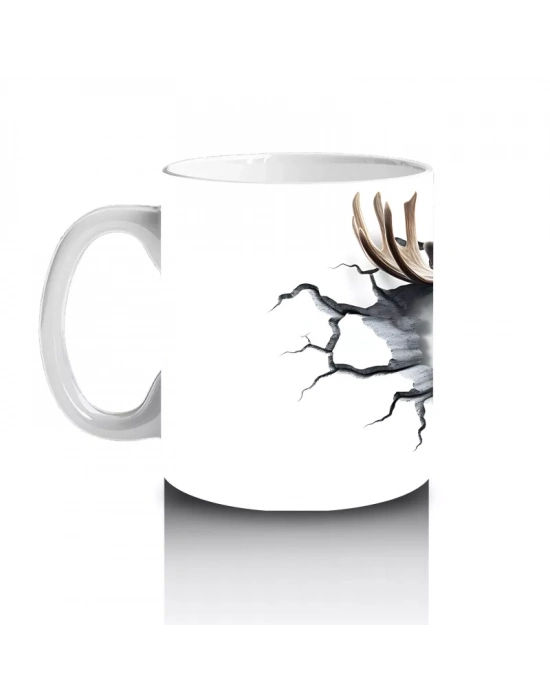 Asil Geyik Figürüyle Doğal Tasarım - Baskılı Kahve Kupası