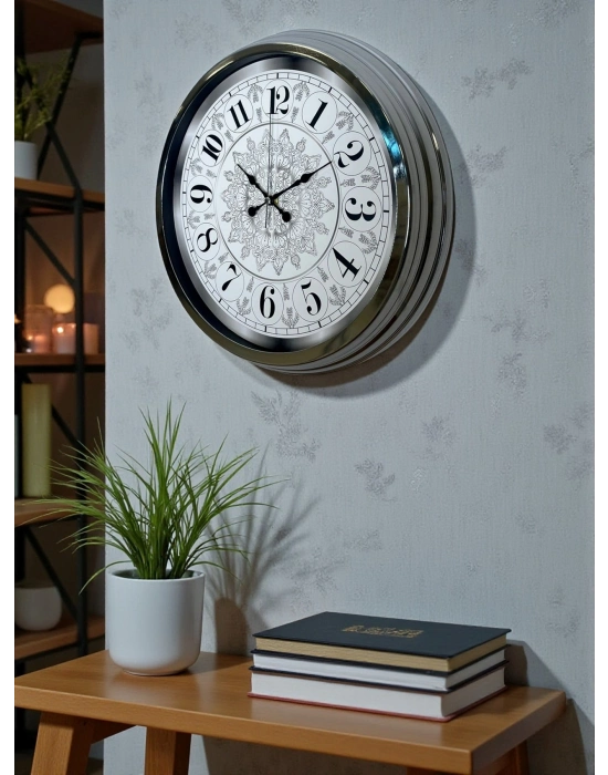 ® Asil Motif Krom 40 Cm Metal Duvar Saati
