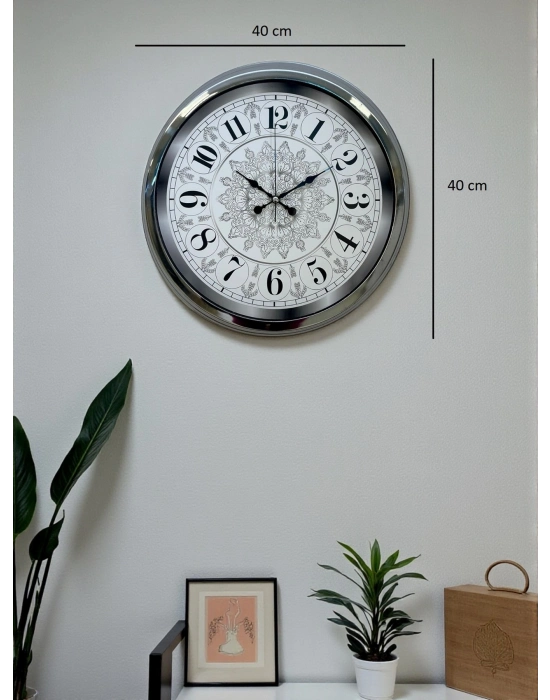 ® Asil Motif Krom 40 Cm Metal Duvar Saati