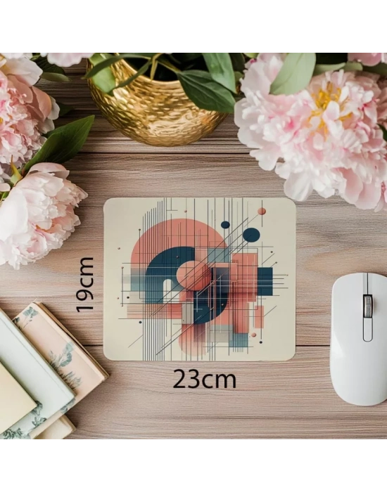 Asimetrik Coral Navy Geometrik Mousepad - 19x23 cm 2 mm Dikdörtgen İthal Baskılı Mouse Pad
