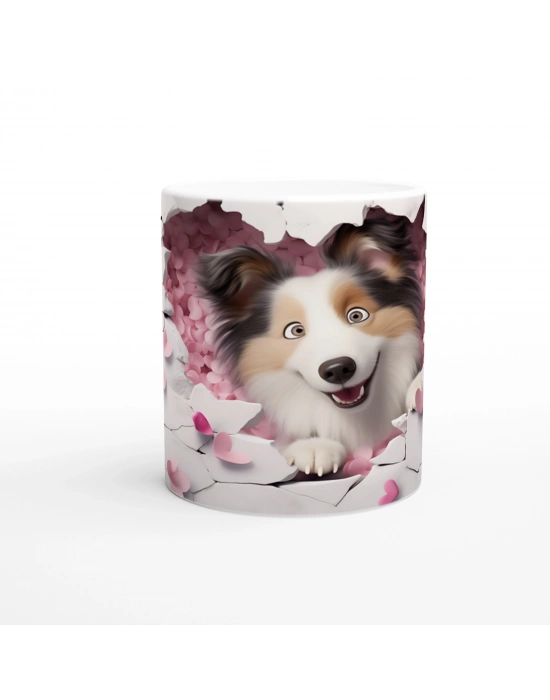 Aşkla Bakan Sevimli Köpek Temalı Baskılı Kupa Bardak