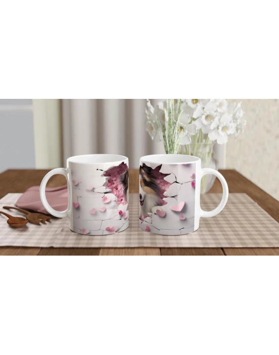 Aşkla Bakan Sevimli Köpek Temalı Baskılı Kupa Bardak