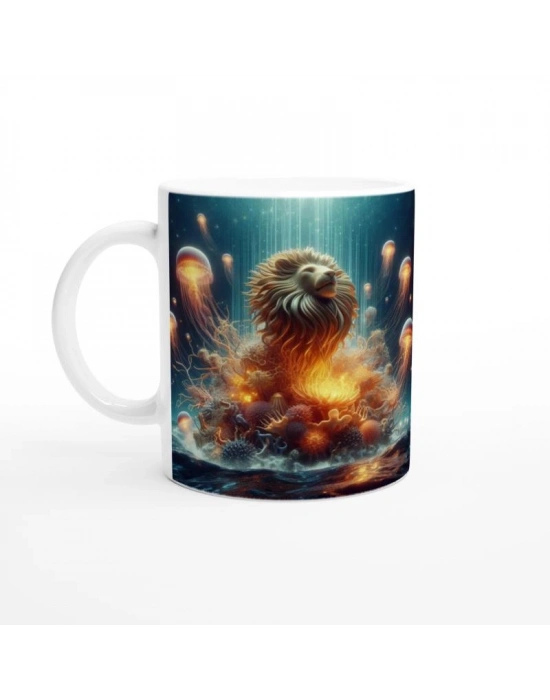Aslan Burcu Baskılı Kahve Kupası - Astral Denizaltı Dünyası Vs1