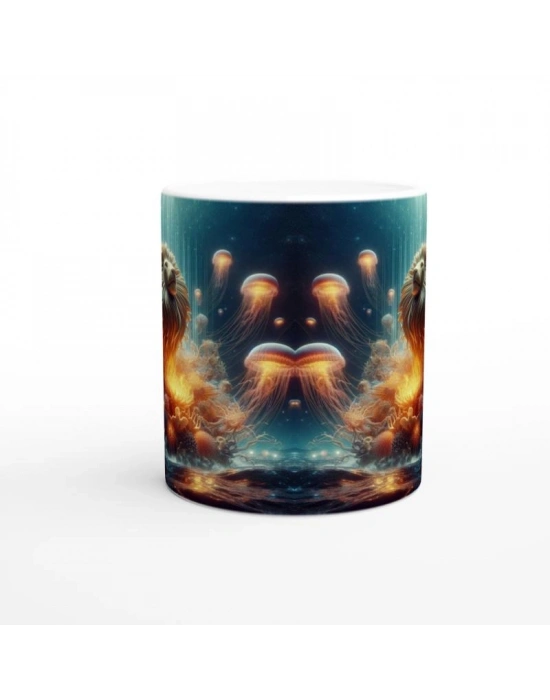 Aslan Burcu Baskılı Kahve Kupası - Astral Denizaltı Dünyası Vs1