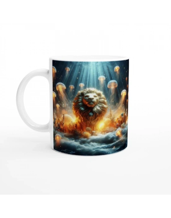 Aslan Burcu Baskılı Kahve Kupası - Astral Denizaltı Dünyası Vs2