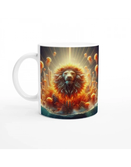 Aslan Burcu Baskılı Kahve Kupası - Astral Denizaltı Dünyası Vs3