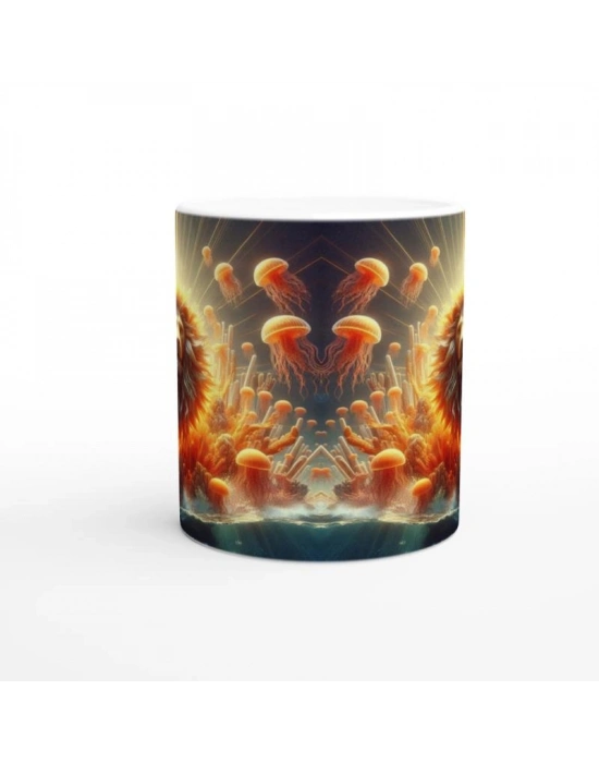 Aslan Burcu Baskılı Kahve Kupası - Astral Denizaltı Dünyası Vs3