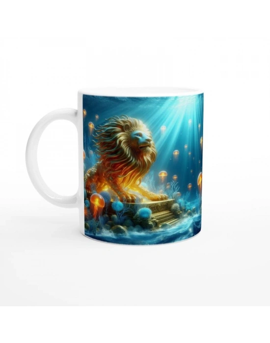 Aslan Burcu Baskılı Kahve Kupası - Astral Denizaltı Dünyası Vs4