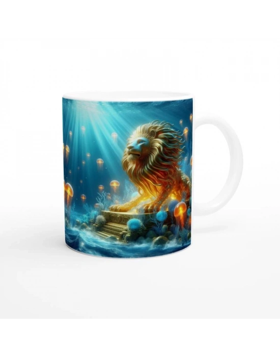 Aslan Burcu Baskılı Kahve Kupası - Astral Denizaltı Dünyası Vs4