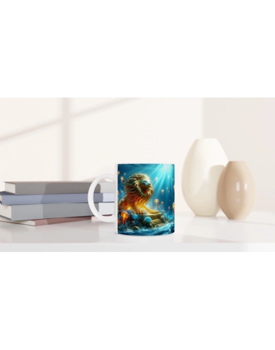 Aslan Burcu Baskılı Kahve Kupası - Astral Denizaltı Dünyası Vs4