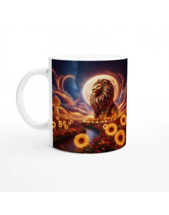 Aslan Burcu Baskılı Kahve Kupası - Ay ışığında Zodyak Bahçesi Vs2