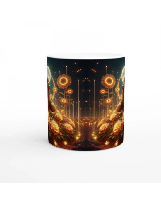 Aslan Burcu Baskılı Kahve Kupası - Ay ışığında Zodyak Bahçesi Vs3