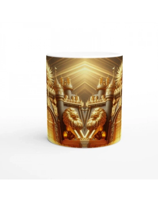 Aslan Burcu Baskılı Kahve Kupası - Burçlar Krallığı Şatosu Vs3