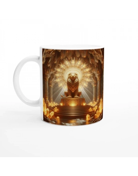 Aslan Burcu Baskılı Kahve Kupası - Büyülü Kristal Mağarası Temalı Vs4