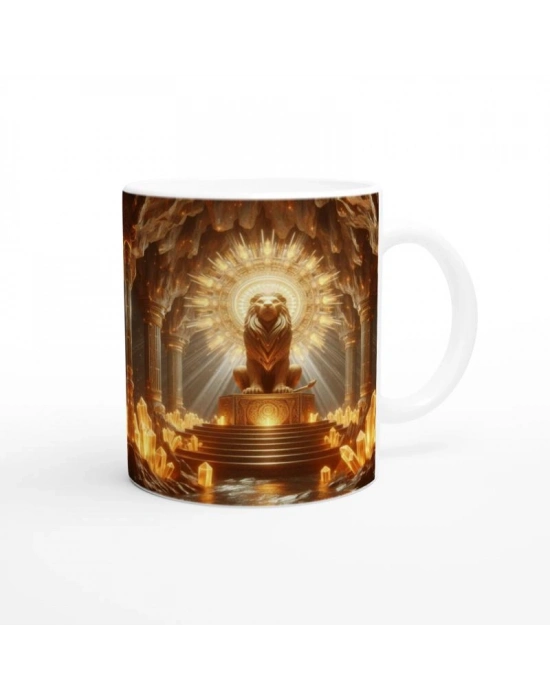 Aslan Burcu Baskılı Kahve Kupası - Büyülü Kristal Mağarası Temalı Vs4