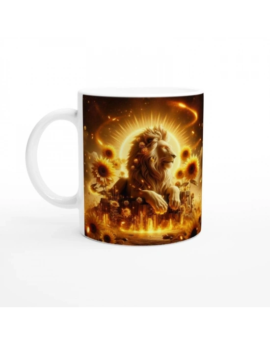 Aslan Burcu Baskılı Kahve Kupası - Elementsel Doğa Krallığı Temalı Vs1
