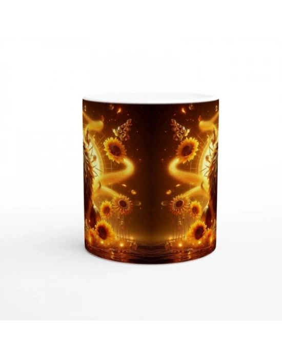 Aslan Burcu Baskılı Kahve Kupası - Elementsel Doğa Krallığı Temalı Vs3