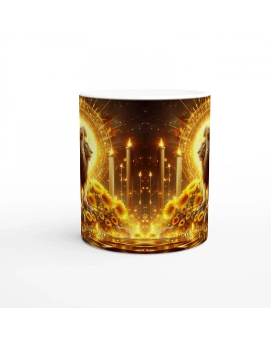 Aslan Burcu Baskılı Kahve Kupası - Elementsel Doğa Krallığı Temalı Vs4