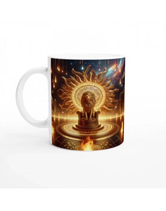 Aslan Burcu Baskılı Kahve Kupası - Galaktik Taht Odası Temalı Vs1