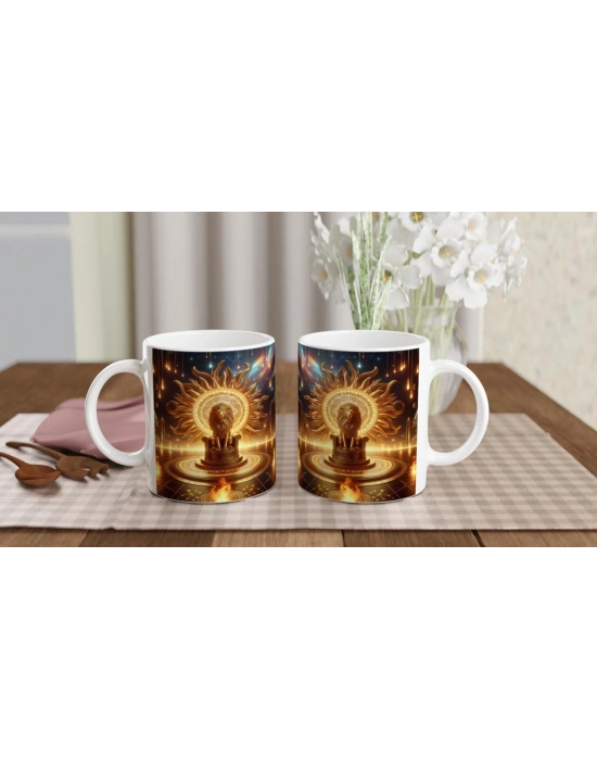 Aslan Burcu Baskılı Kahve Kupası - Galaktik Taht Odası Temalı Vs1