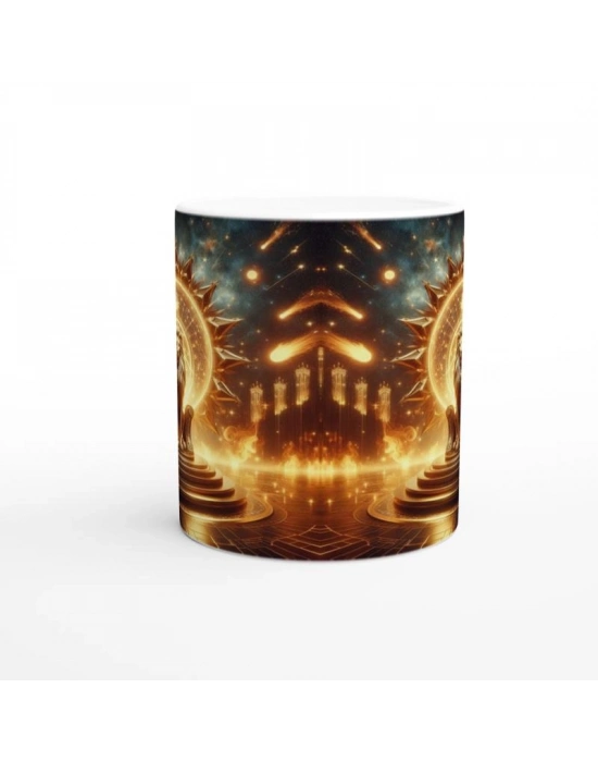 Aslan Burcu Baskılı Kahve Kupası - Galaktik Taht Odası Temalı Vs3