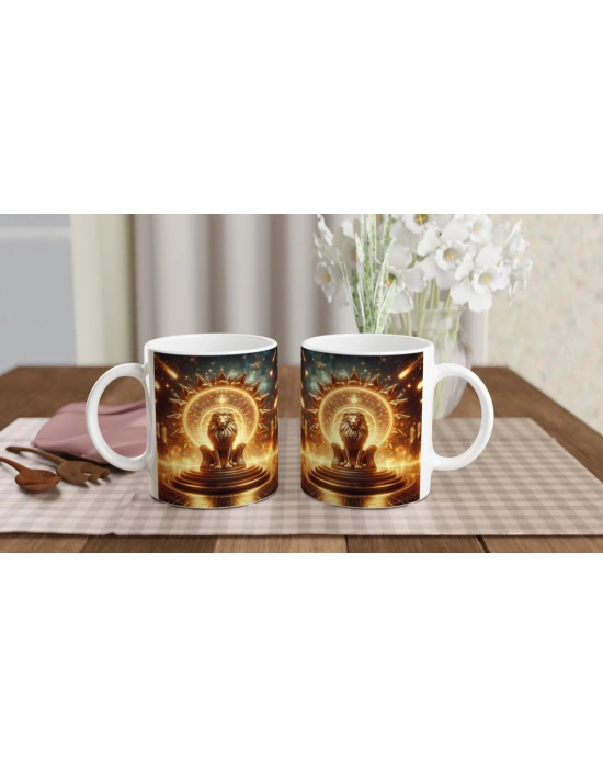 Aslan Burcu Baskılı Kahve Kupası - Galaktik Taht Odası Temalı Vs3