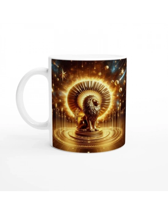 Aslan Burcu Baskılı Kahve Kupası - Galaktik Taht Odası Temalı Vs4