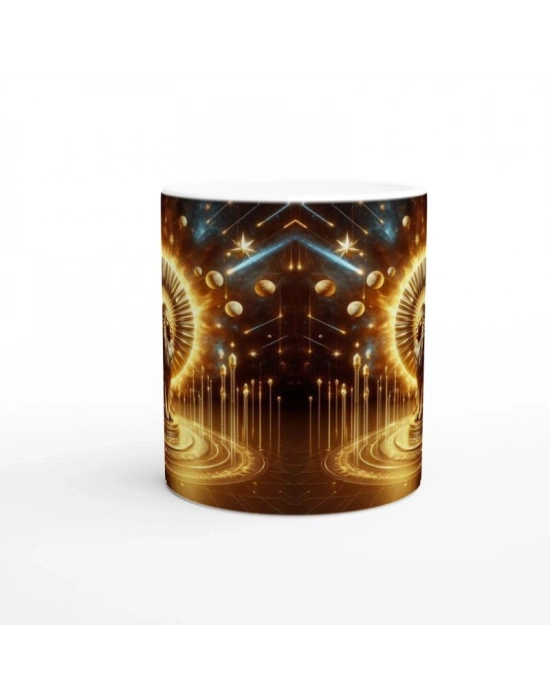 Aslan Burcu Baskılı Kahve Kupası - Galaktik Taht Odası Temalı Vs4