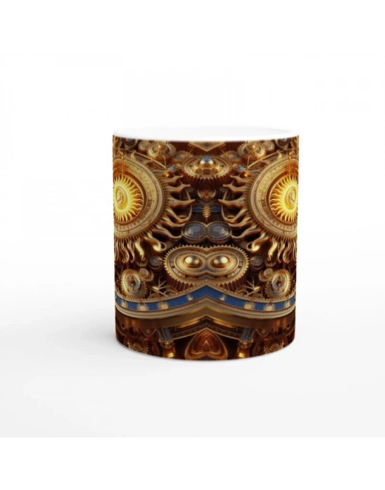 Aslan Burcu Baskılı Kahve Kupası - Zamanın Çarkları Astroloji Mekanizması Vs2