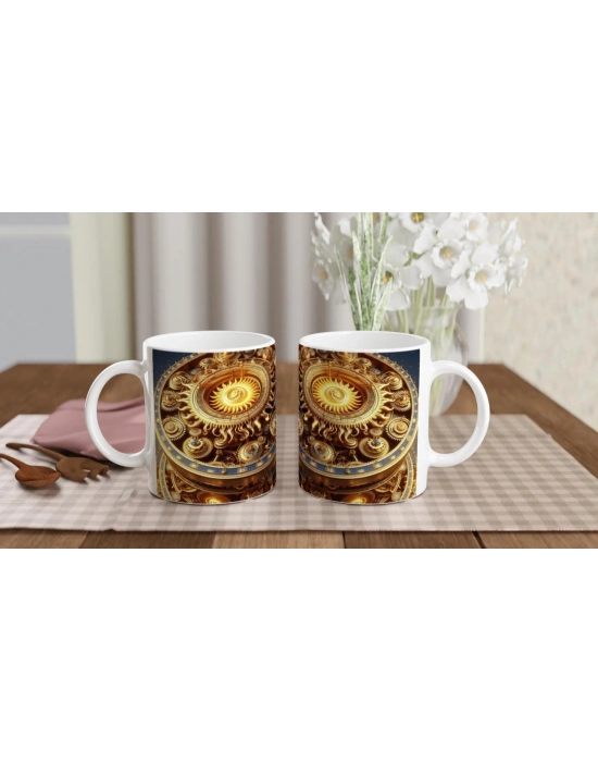 Aslan Burcu Baskılı Kahve Kupası - Zamanın Çarkları Astroloji Mekanizması Vs2